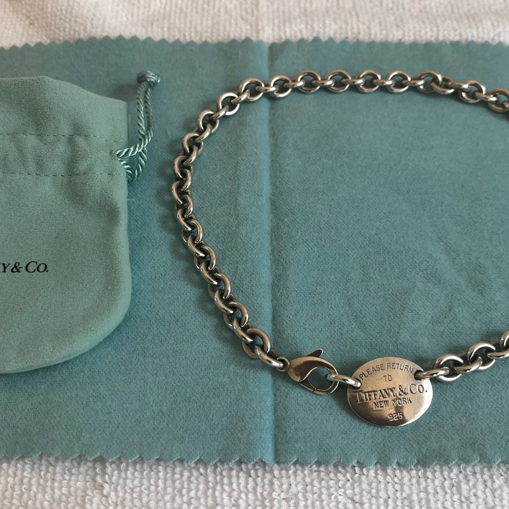 Please Return to Tiffany & Co Oval Tag Necklace/Choker